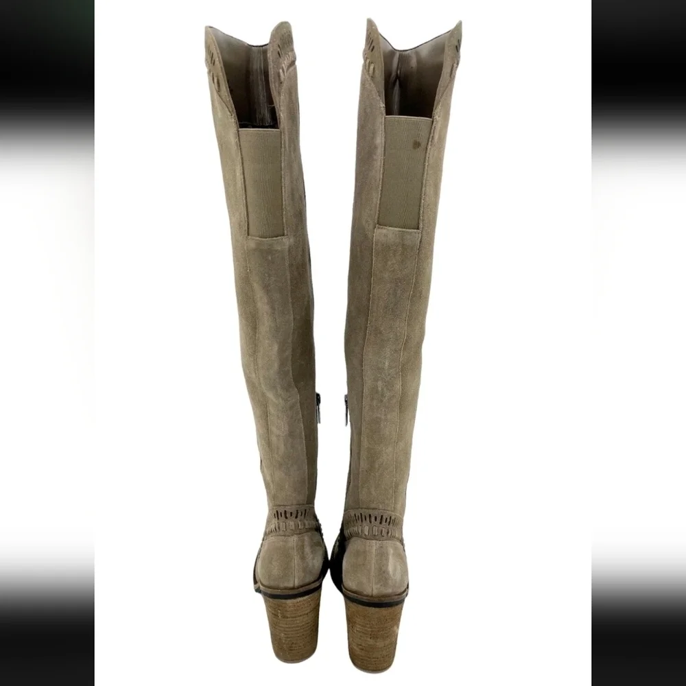 Vince Camuto Madolee Over The Knee Taupe Suede Leather Boots Sz 6